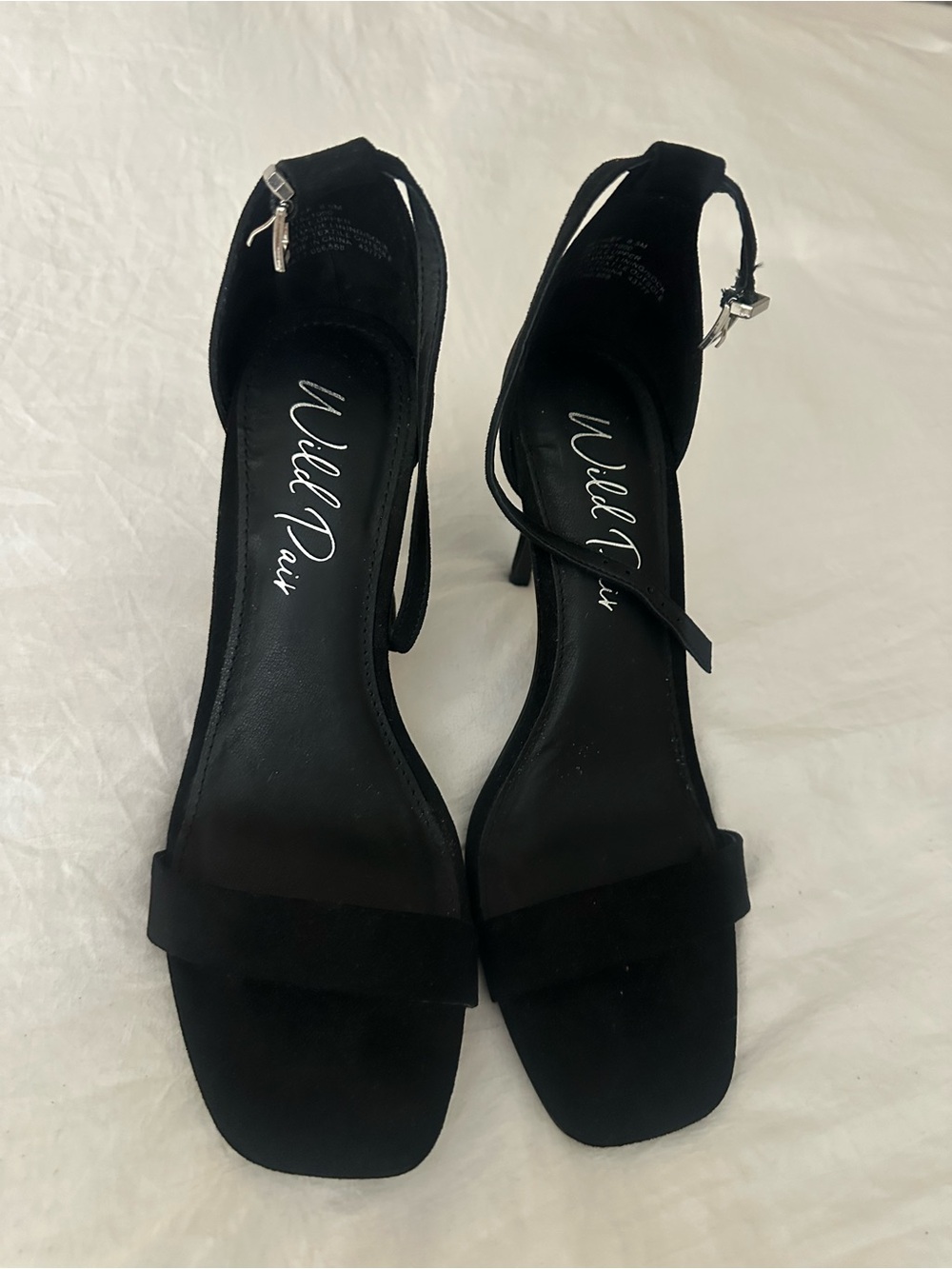 Wild Pair Black Strappy Square-Toe Heels